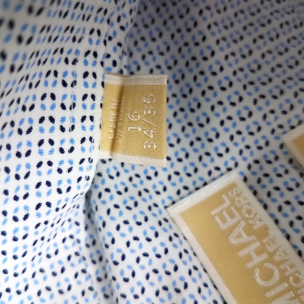 Michael Kors Blue Geometric Abstract Print Button Up Long Sleeve Dress Shirt - Picture 7 of 9